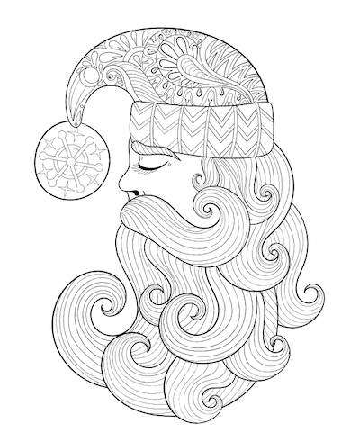 Santas head antistress coloring book